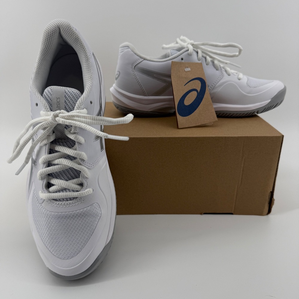 Asics Game FF Women Tennis Shoes White Pure Silver 1042A281-101 Size 7 NEW
